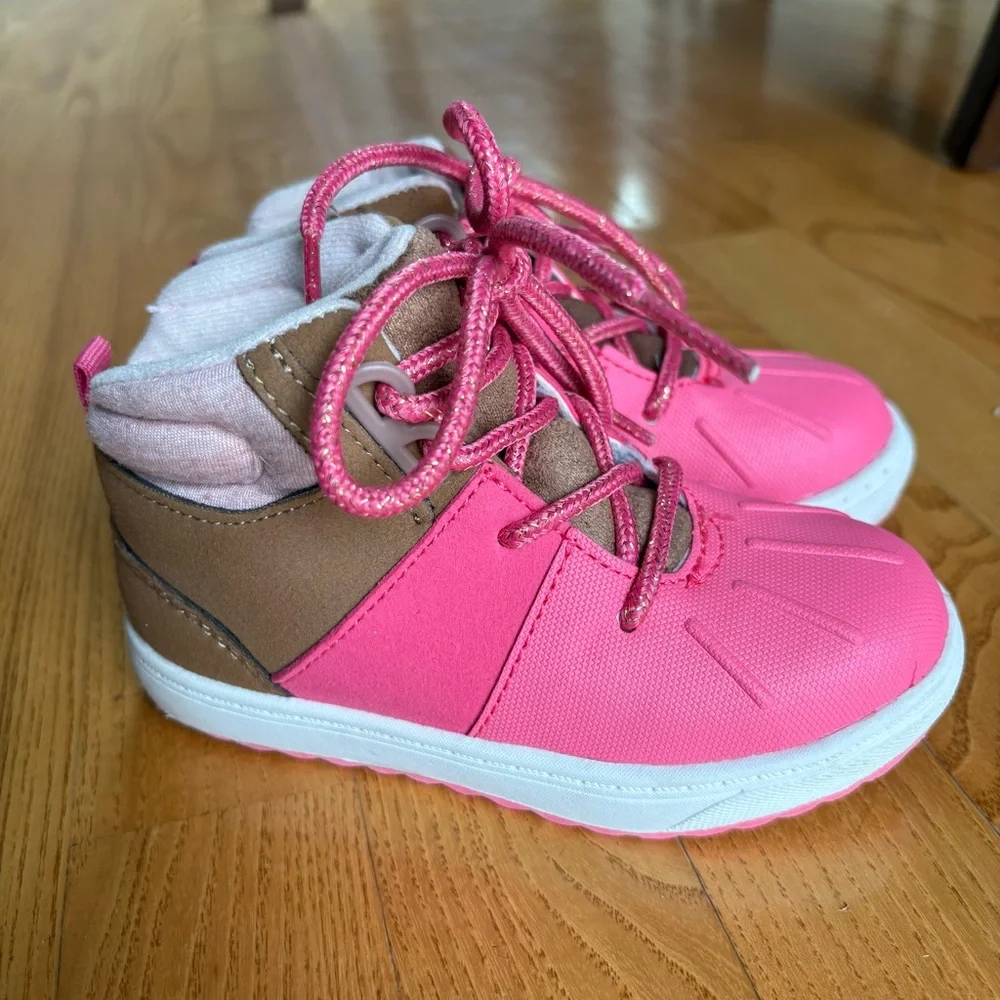 Oshkosh B’gosh Wistman Boots Pink Brown Winter Lace Up Warm Toddler Girls Size 8